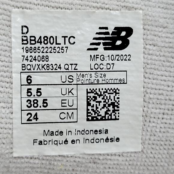 New Balance 480 \'UNC\' Mens Sz 6 BB480LTC (258) main image 7